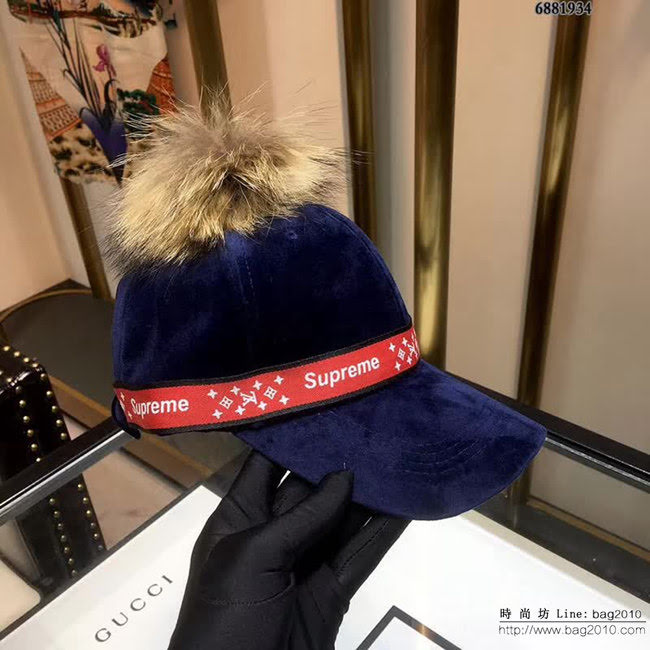 LV與supreme聯名秋冬款 時尚百搭絲絨棒球帽 6881934 LLWJ5818